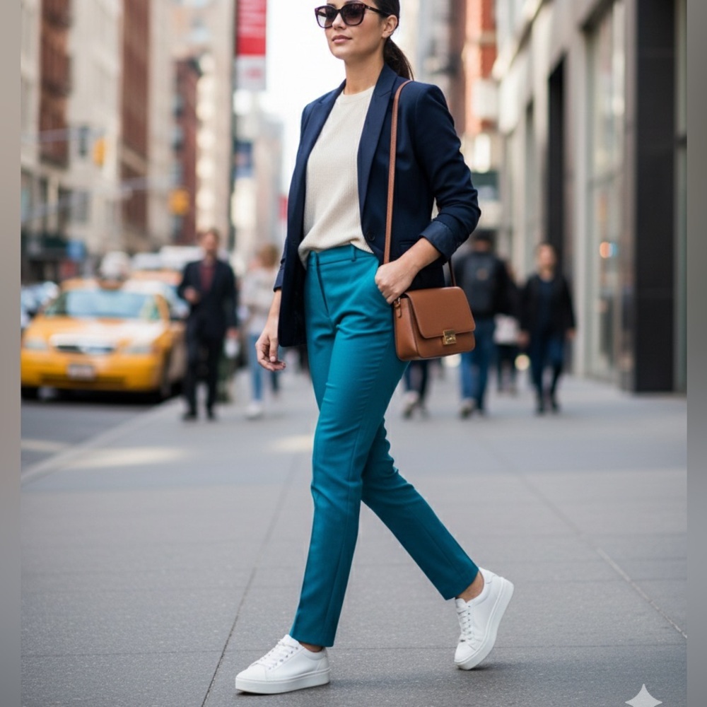 Hugo Boss Teal Straight Leg Women's Pants